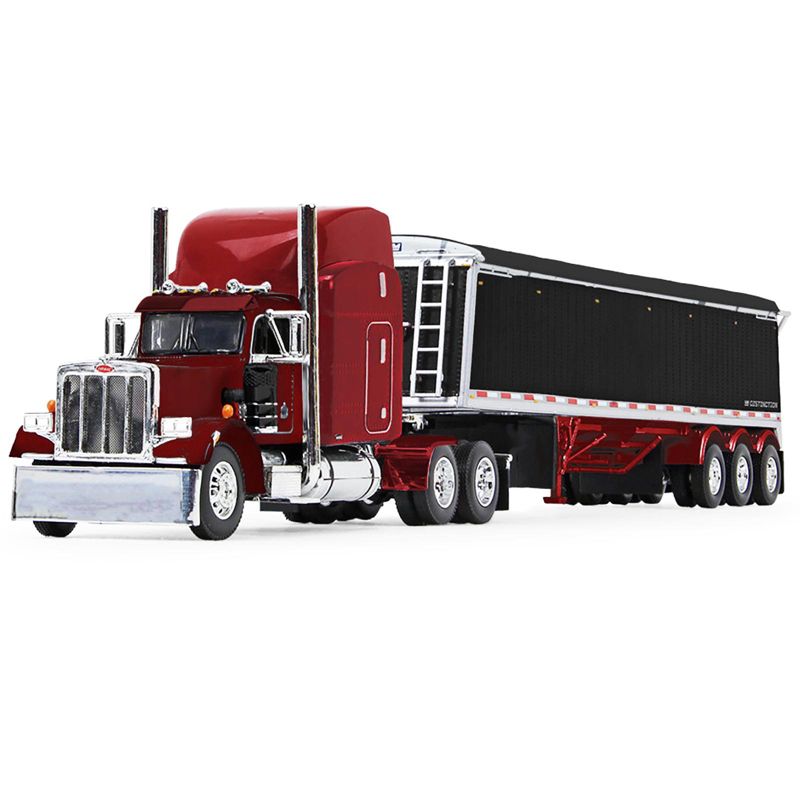 Peterbilt 359 w/Mid-Roof Sleeper and Lode King Distinction Hopper Trailer Spectra Red 1/64 Diecast Model by DCP/First Gear, 2 of 4