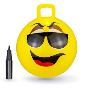 BounceZiez Inflatable Bouncy Hopper Ball W/ Pump - 18" - Yellow - Glasses - 1 of 2