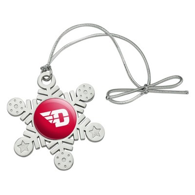 University of Dayton Flyers Logo Metal Snowflake Christmas Tree Holiday Ornament