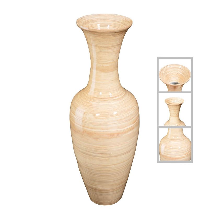 Hasting Home Handcrafted 28" Tall Natural Bamboo Vase, Decorative Classic Floor Vase for Silk Plants, Flowers, Filler Decor, 5 of 9