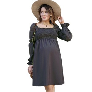 Clearlove Women's 2025 Square Neck Maternity Dress Ruffle Lotus Root Long Sleeve Dresses - 1 of 4