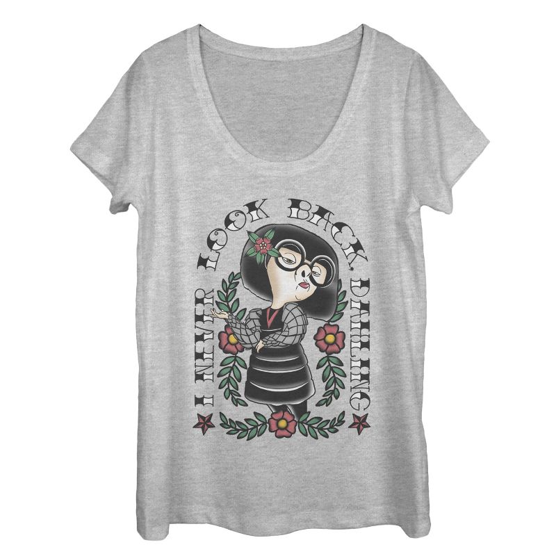 Women's The Incredibles Edna Mode Never Look Back Tattoo Scoop Neck, 1 of 4