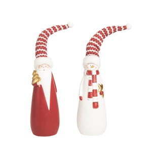 Transpac Large T C Santa and Snowman with Knit Hat Figurine Set Decorative Objects for Christmas Indoor Use Multicolored Resin Tabletop Snowman - 1 of 1