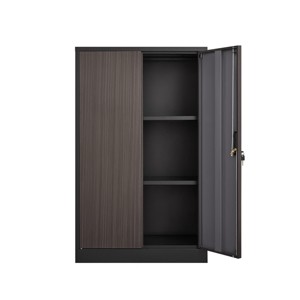INFURNIC Decorative Storage Cabinets Metal Folding Filing Storage Cabinet with Locking Doors and Adjustable Shelves, Black, 13.78"*27.5"*41.97" - 1 of 4