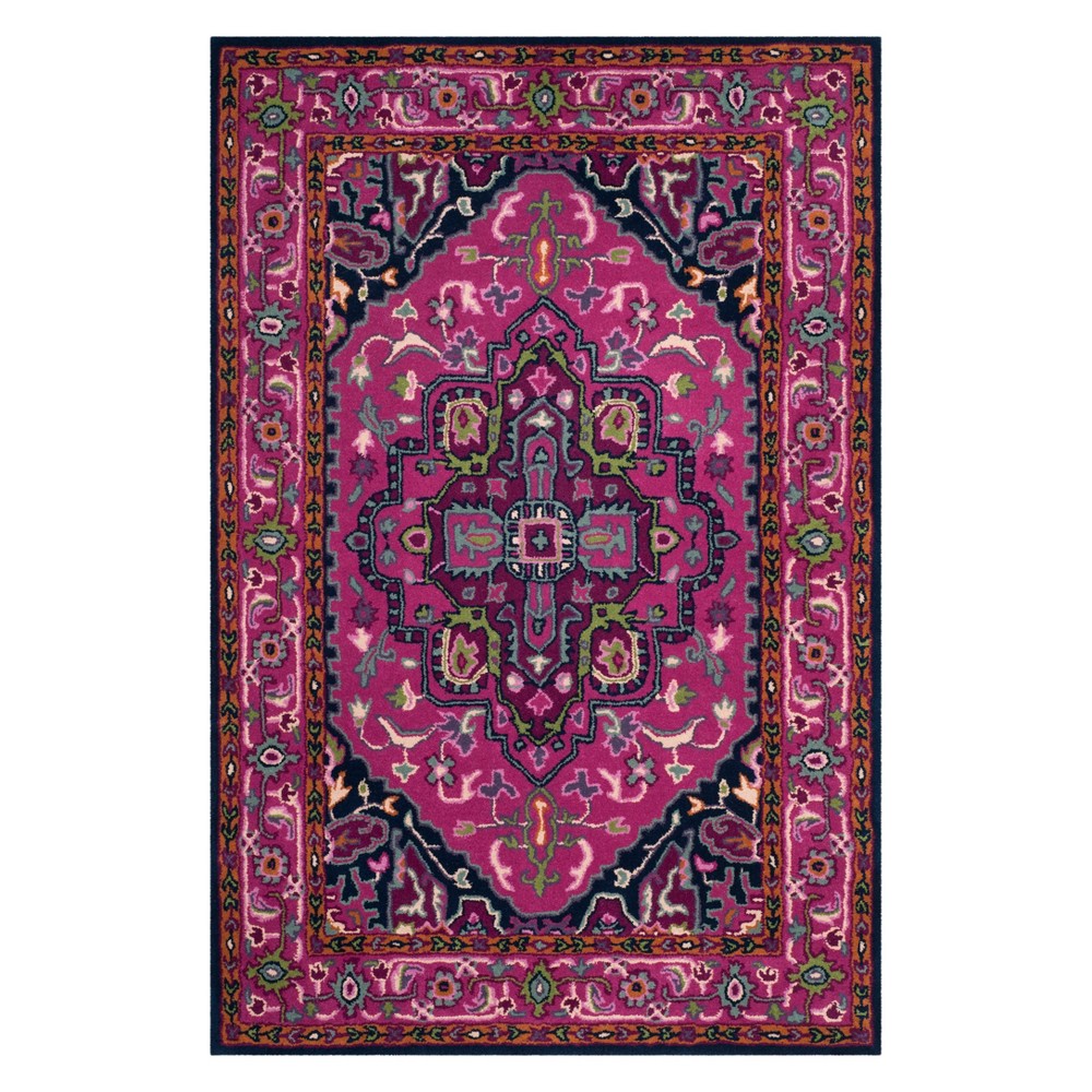 3'x5' Medallion Accent Rug Pink/Navy - Safavieh