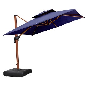 PURPLE LEAF Patio Umbrella with Base Outdoor Square Large Cantilever Umbrella Windproof Offset Heavy Duty Umbrella for Garden Deck Pool - 1 of 4