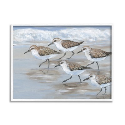 Stupell Industries Sandpiper Bird Flock Marching Beach Coast Waves