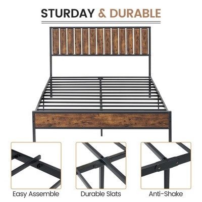 Full /Queen Bed Frame with Wood Headboard