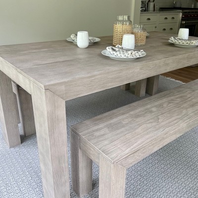Seashell Wirebrush Solid Wood Rectangular Dining Table for 6