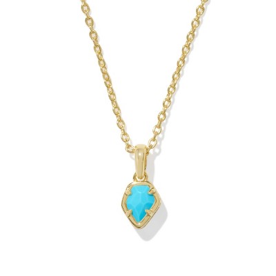 Kendra Scott Jensen Pendant Necklace - Turquoise Magnesite: 14K Gold Over Brass, Lobster Claw Clasp, 19" Length