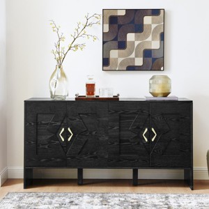 Mid Century Modern Sideboard Buffet Cabinet With Geometric Doors And Adjustable Shelves, Storage Console For Living Room-Maison Boucle - 1 of 4