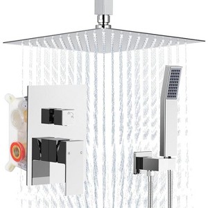 Qomolangma 10 inch Rain Shower System, Ceiling Mounted Bathroom Shower Faucet Set Brushed Nickel - 1 of 1