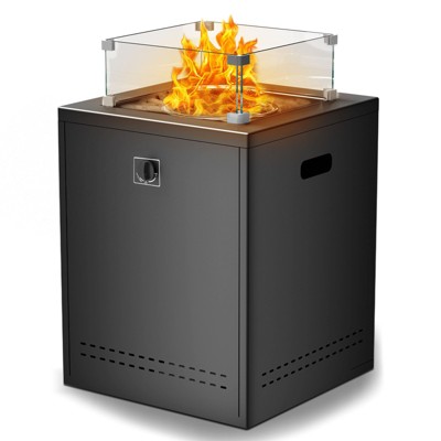 R.W.FLAME Square Gas Fire Pit Propane Outdoor Gas Fire Pit 20 Inch with CSA Certification, Gas Fire Pit with Protective Cover&Lava Rocks