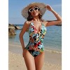 AI'MAGE Women's One Piece Swimsuits V Neck Tummy Control Bathing Suits Knot Front Push Up Swimwear Back Self Tie - 2 of 3