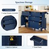 Set of 3 Kitchen Island Set Dining Table Set with 2 Stools, Kitchen Storage Cabinet with Drop Leaf, Drawers, Towel Rack, Blue/Black/White-ModernLuxe - 4 of 4