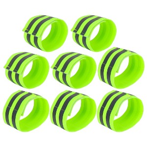Unique Bargains Reflective Bands for Wrist Ankle High Visibility Night Cycling Tape Green 8 Pcs - 1 of 4