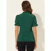 INSPIRE CHIC Women's Bow Tie Neck Solid Color Elastic Cuffs Elegant Office Short Sleeve Blouse - 4 of 4