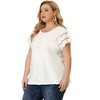 Agnes Orinda Women's Plus Size Round Neck Hollow Lace Panel Short Sleeve Casual Summer Blouses - 4 of 4