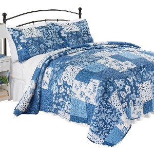 Collections Etc Leaf & Paisley Large Patchwork Oversized Quiltt - 1 of 3