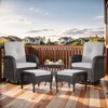 Belord 5 Pieces Outdoor Patio Furniture Set, Luxury High Back Wicker Swivel Glider Patio Chairs Set of 2 with Ottoman and Side Table for Porch Balcony - 2 of 4