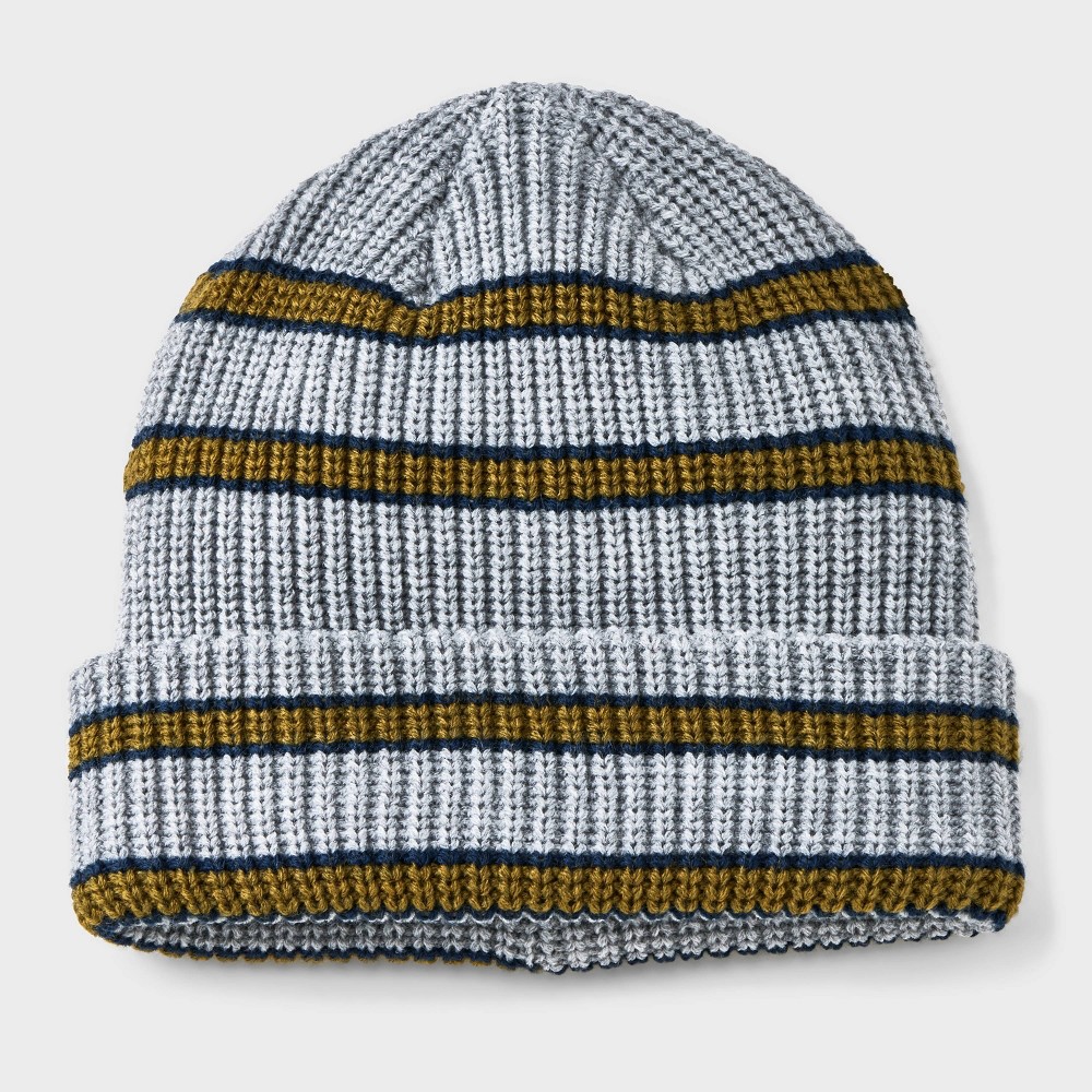 Men's Retro Striped Beanie - Goodfellow & Co™ Gray - One Size 