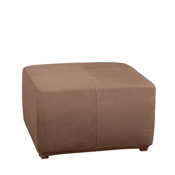 Ultimate Stretch Suede Ottoman Slipcover Luggage - Sure Fit