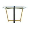 Armen Living Devi Round Glass Brushed Stainless Steel and Iron Base Dining Table - 3 of 4