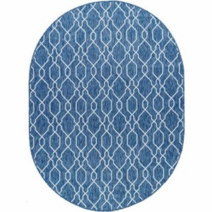 Hauteloom Aldford Denim Blue Trellis Outdoor Carpet - 1 of 4
