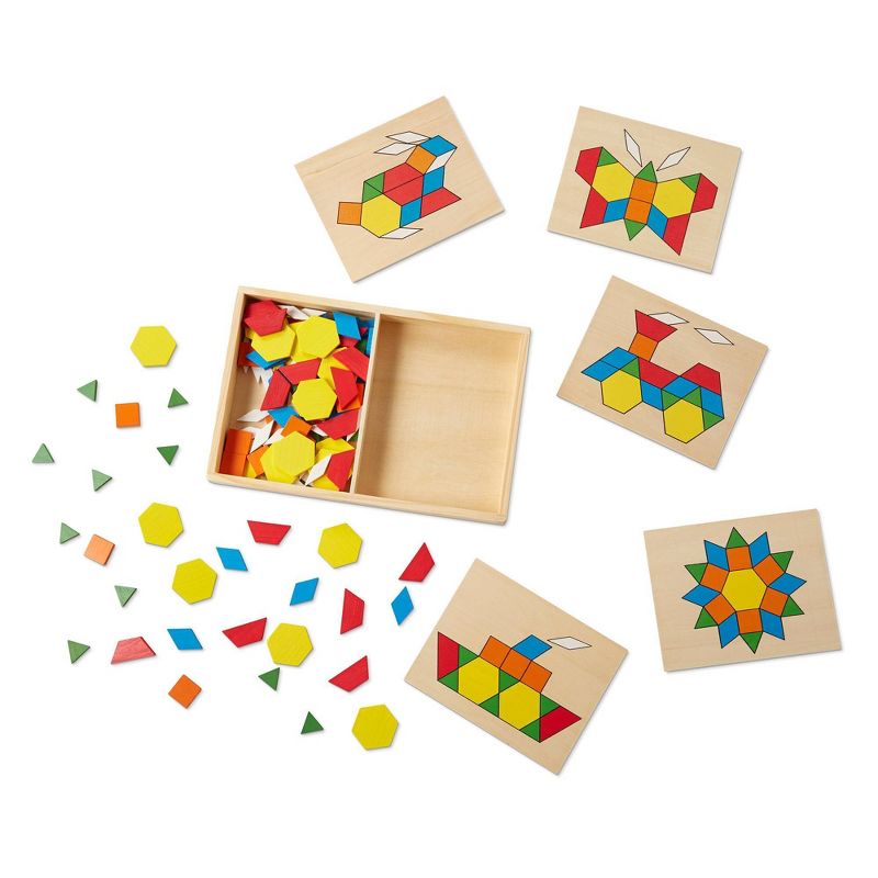 Melissa &#38; Doug Pattern Blocks and Boards - Classic Toy With 120 Solid Wood Shapes and 5 Double-Sided Panels, 5 of 17