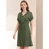 Allegra K Women's Notched Lapel Elastic Waist Pocket A-Line Safari Shirt Dresses - 2 of 4