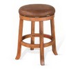 Royal Hampton Swivel Counter Stool Set of 2 with Faux Leather Seat and Mahogany Wood Frame, Rustic Oak - 4 of 4