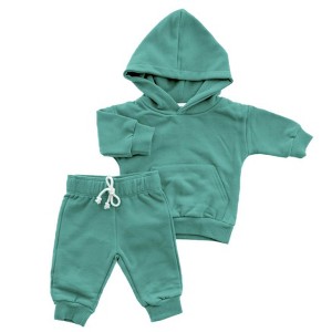 Organic Cotton Hoodie & Jogger Set | Green | Charlie Lou Baby - 1 of 4