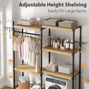 Washer Shelf – 5-Tier Laundry Organizer with Double-Layer Wood Shelves (100LB Capacity), Adjustable - 1 of 4