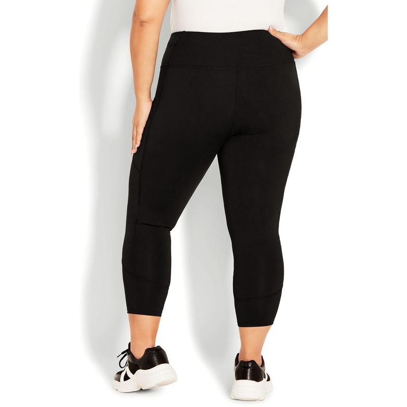 Women's Plus Size Pocket Capri Plain Legging - black | AVENUE, 4 of 8
