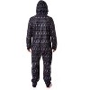 Harry Potter Mens' Hogwarts Christmas Sweater Hooded Union Suit Pajama Black - 2 of 4