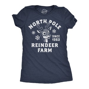 Womens Funny T Shirts North Pole Reindeer Farm Sarcastic Christmas Graphic Novelty Tee For Ladies - Crazy Dog Women's T Shirt - 1 of 4