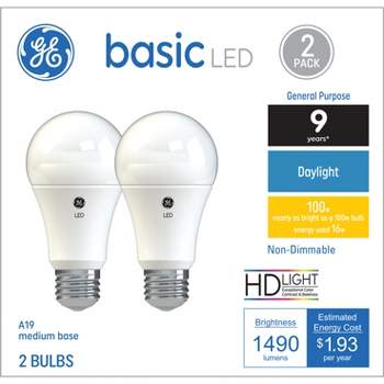 GE 2pk 16W 100W Equivalent Basic LED Light Bulbs Daylight