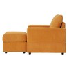 57" Corduroy Chaise Lounge Chair with Ottoman and Pillow - 4 of 4
