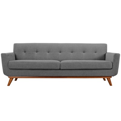 Expectation Gray Tufted Fabric Sofa with Removable Cushions