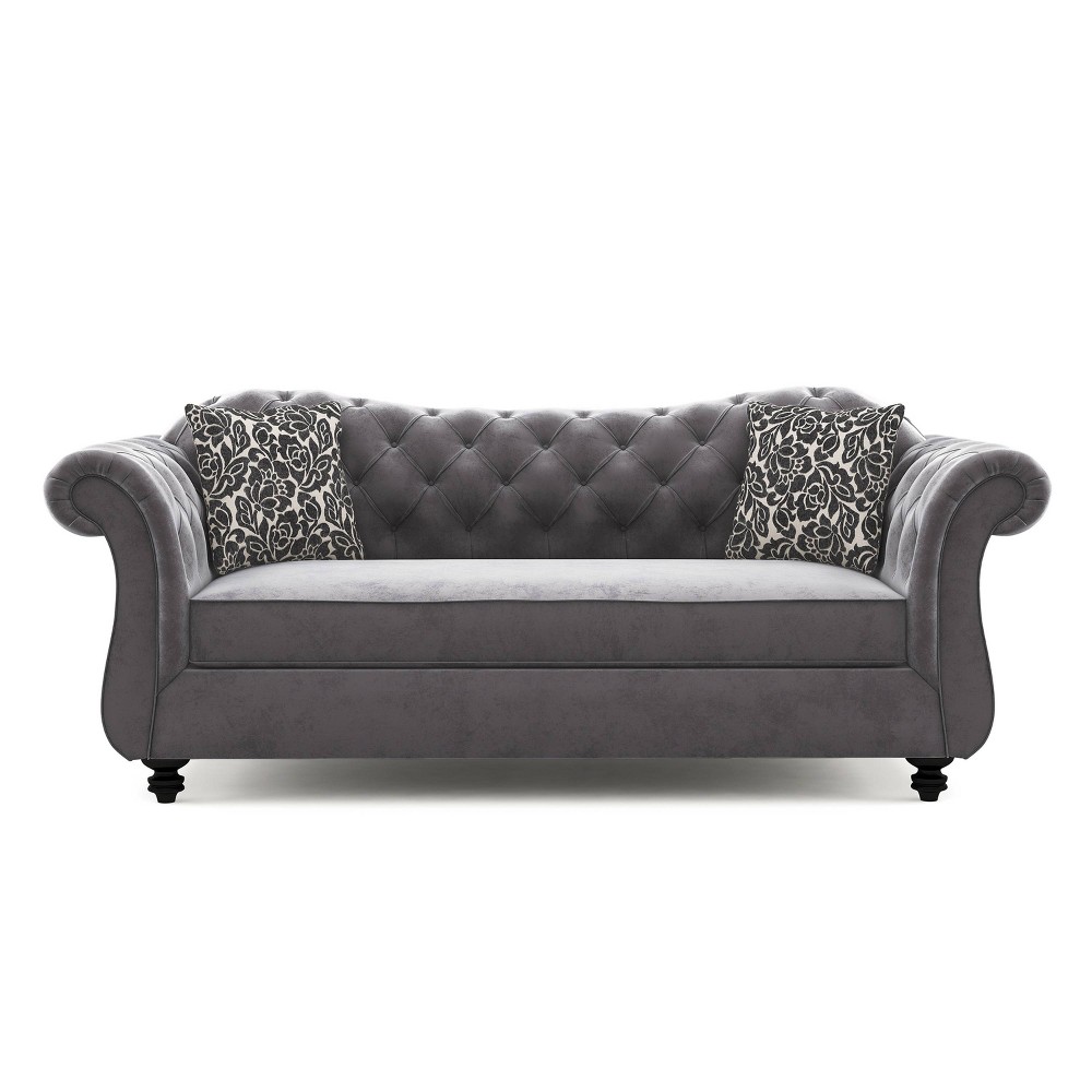 Photos - Sofa Brushwood Button Tufted  Gray - Furniture Of America