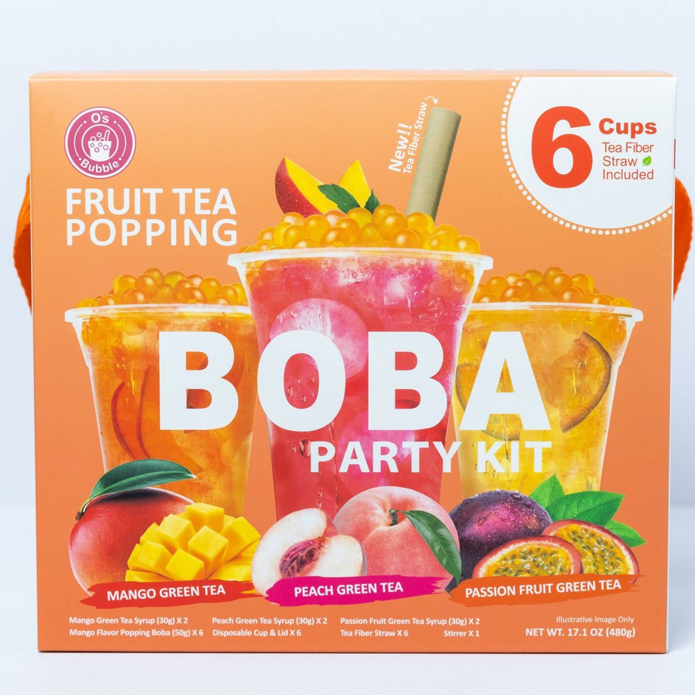 Os Bubble Instant Marbling Popping Boba Party Kit- Peach/Mango/Passion Fruit - 17.1oz