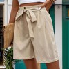 Womens Casual Shorts Summer Elastic Waist Tie Front Wide Leg Shorts Pants with Pockets - 3 of 4