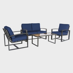 Leisure Made Jasper 4pc Aluminum Seating in Navy Fabric - 1 of 4