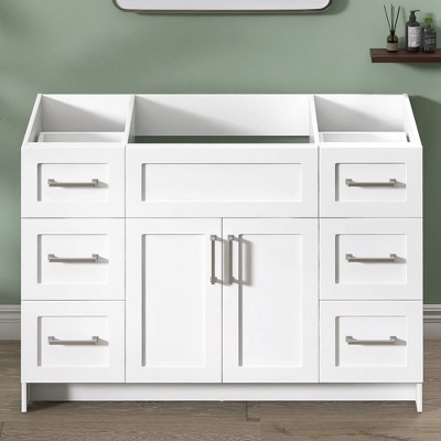 Bath Vanity Cabinet without Top 48 in. W x 21.5 in. D x 33.5 in. H Bathroom Vanity in White with Brushed Nickel Handle