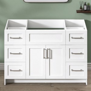 Bath Vanity Cabinet without Top 48 in. W x 21.5 in. D x 33.5 in. H Bathroom Vanity in White with Brushed Nickel Handle - 1 of 4