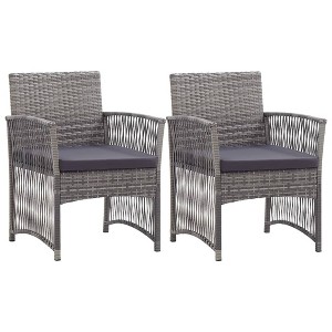 vidaXL Patio Armchairs with Cushions 2 pcs Anthracite Poly Rattan - 1 of 4