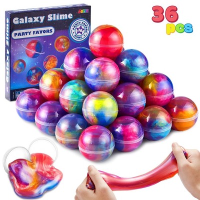 SYNCFUN Slime Party Favors, 36 Pack Galaxy Slime Ball Party Favors - Stress Relief for Girls Boys - Classroom Reward, Valentines Day Party Supplies