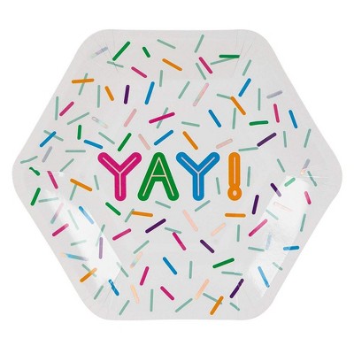 Blue Panda Disposable Plates - 24-Count Paper Plates, Hexagon Plates, Kids Birthday Party Supplies, 9x8 Inches