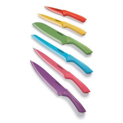Cuisinart Advantage 12pc Ceramic-Coated Color Knife Set With Blade Guards- C55-12PRC2: Multicolor Stainless Steel Cutlery