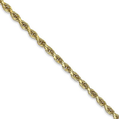 Black Bow Jewelry 3mm 10k Yellow Gold D/C Quadruple Rope Chain Bracelet